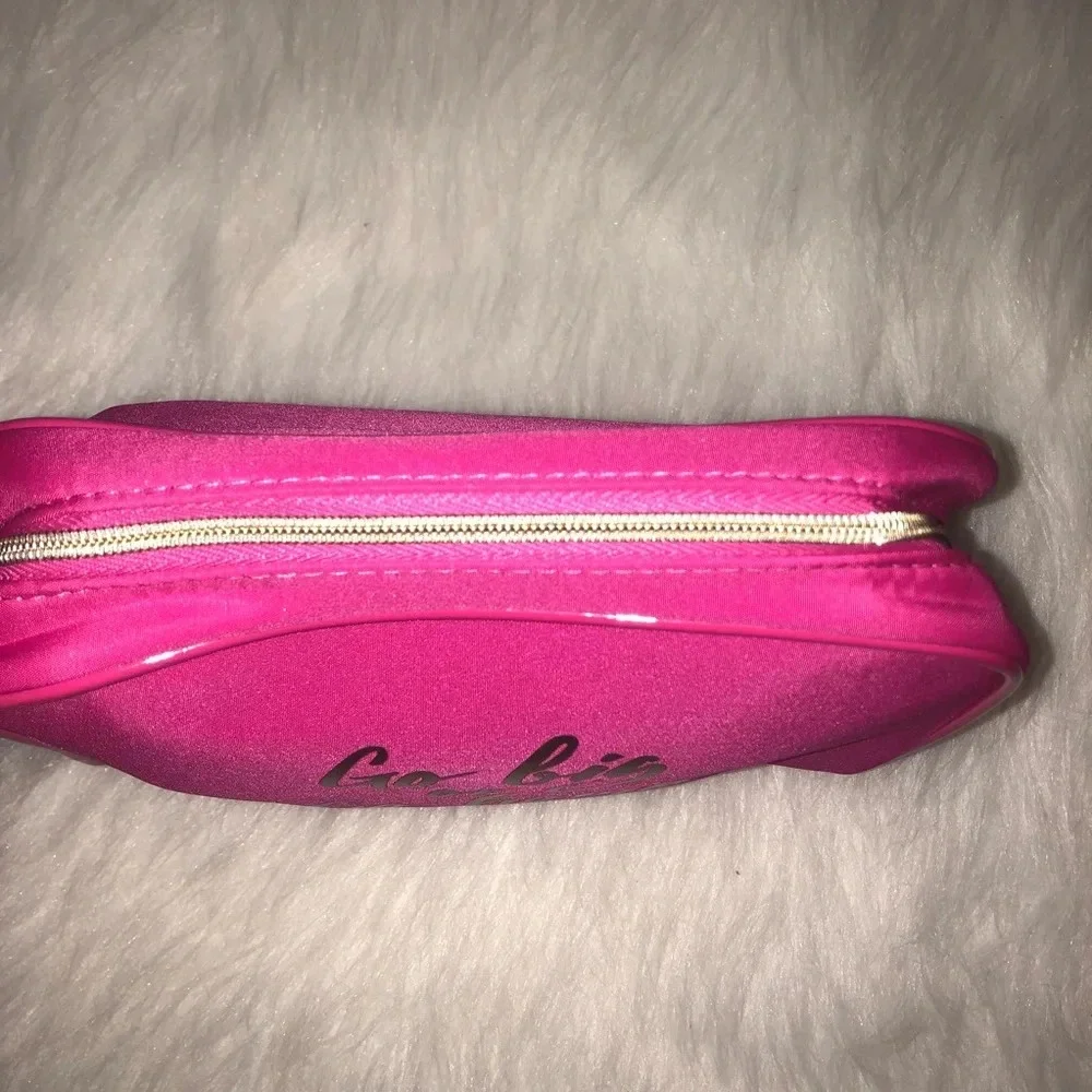 Go Big or Go home pink & gold nwot cosmetic bag